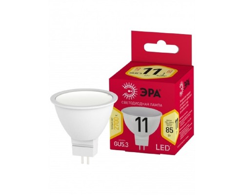 [ЭРА Светодиодные лампы] Эра Б0056064 Лампочка светодиодная RED LINE LED MR16-11W-827-GU5.3 R GU5.3 11 Вт софит теплый белый свет