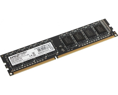 Оперативная память AMD 4GB DDR3 1600MHz DIMM R3 Value Series Black R534G1601U1S-U Non-ECC, CL11, 1.5V, Retail