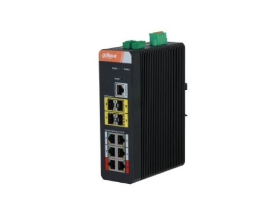 [Коммутаторы] DAHUA DH-IS4410-6GT-120 10-портовый гигабитный управляемый коммутатор с PoE, промышленное исполнение, 6xRJ45 1Gb, 4xSFP 1Gb, суммарно 120Вт, коммутация 56Гбит/с, MAC-таблица 8К