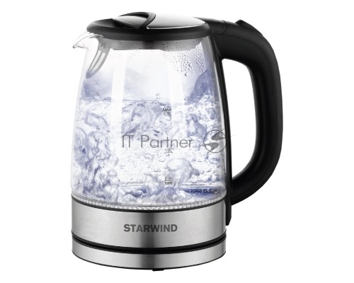 Чайник электрический Starwind SKG5210 1.7л. 2200Вт черный/серебристый (корпус: стекло)