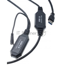 Кабель-адаптер USB3.0-repeater, удлинительный активный <Am-->Af> 10м VCOM <CU827>
