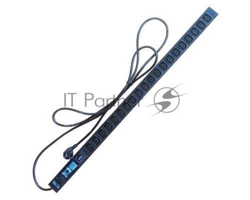 Вертикальный блок розеток, 20xC13, 250V, 16A, шнур 3 метра, вилка Schuko