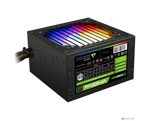Блок питания GameMax VP-600-RGB 80+ ATX 600W, Ultra quiet