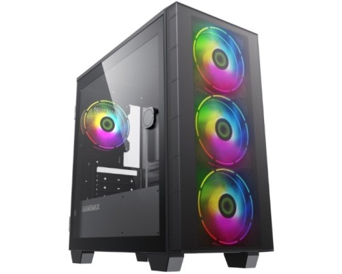 [Корпуса] Gamemax Aero Mini mATX case, black, w/o PSU, w/1xUSB3.0+1xUSB2.0, w/3x12cm ARGB front fans GMX-12-Rainbow-D), w/1x12cm ARGB rear fan (GMX-12-Rainbow-D)