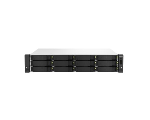 [Дисковый массив] Сетевое хранилище без дисков/ SMB QNAP TS-1264U-RP-4G NAS 12 HDD trays, rackmount 2U, 2 PSU. 4-core Intel Celeron N5095 2.0-2.9 GHz, 8 GB RAM up to 8 GB, 2x2.5 Gigabit Ethernet, 2xUSB 3.2 Gen 2 (10Gbp