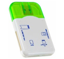 Perfeo Card Reader SD/MMC+Micro SD+MS+M2, (PF-VI-R010 Green) зеленый (PF_4258)