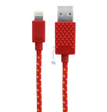 Кабель Qumo MFI кабель c разъемом Apple 8 pin, 0,15м, тканевая оплетка, цвет красный