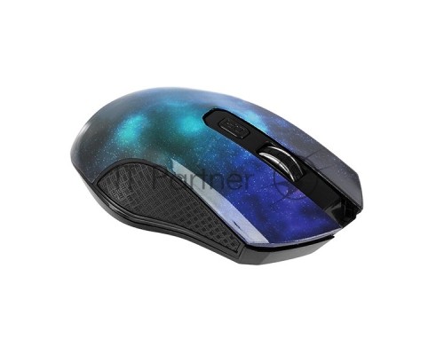 Мышь беспроводная Qumo Office M27 Universe синий, 1600 dpi, радиоканал, USB, кнопки - 4
