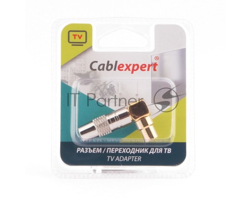 Разьем Cablexpert TVPL-07, TV (папа) позолоченный, латунь OD8.5, 90 градусов, блистер Разьем Cablexpert TVPL-07, TV (папа) позолоченный, латунь OD8.5, 90 градусов, блистер