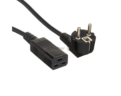 Кабель питания ExeGate Power PC19-3P (Евровилка Schuko->С19) VDE-250V-3*1.5-CU, черный, 16А, 3м
