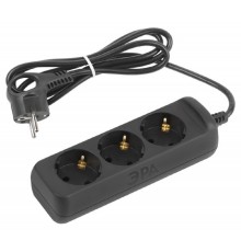 ЭРА Б0057721 Удлинитель электрический UX-3e-1,5m-B с заземлением 3 розетки 1,5 м ПВС 3x0,75мм2 10А черный