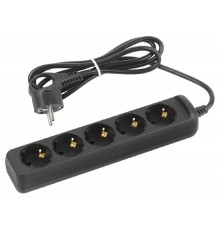 ЭРА Б0057724 Удлинитель электрический UX-5e-1,5m-B с заземлением 5 розеток 1,5 м ПВС 3х0,75мм2 10А черный