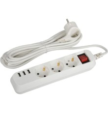 ЭРА Б0052902 Удлинитель электрический U-3es-5m-USB c заземлением с выключателем 3 розетки + 3xUSBA 5м 10А
