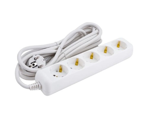 [ЭРА Удлинители бытовые, Сетевые фильтры] ЭРА Б0044039 Удлинитель электрический U-5e-5m-3x1,5 с заземлением 5 розеток 5м ПВС 3x1,5мм2 16А  