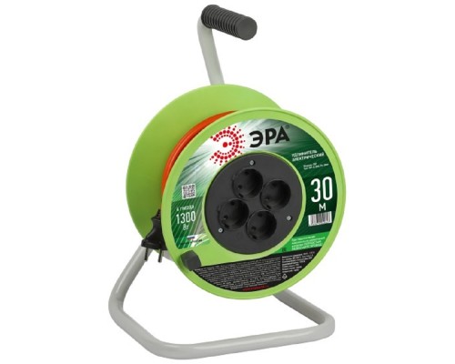 [Эра Силовые удлинители на рамке и на катушке] ЭРА Б0059780 Удлинитель силовой RP-4-2x0.75-30m на пластиковой катушке без заземления 4 розетки 30м ПВС 2х0,75мм2