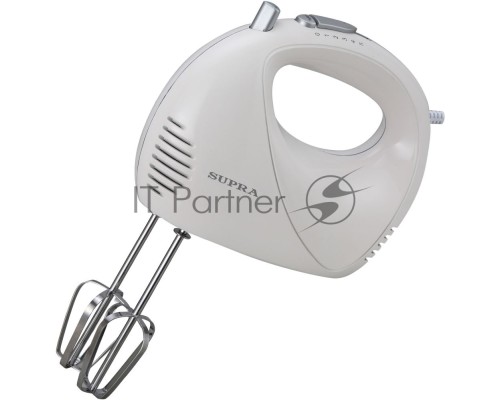 Миксер SUPRA MXS-527 500 Вт.Режим Турбо. 5 скоростей. Две насадки: для взбивания яиц и крема и для замеса тяжелого теста. Цвет: белый.