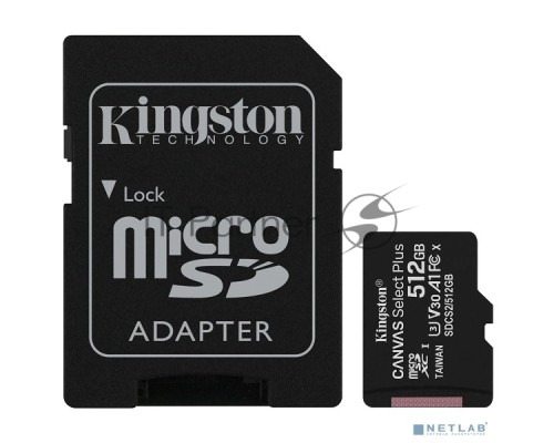 Флеш карта microSDHC 512GB microSDXC Class10 Kingston <SDCS2/512GB> UHS-I Canvas Select up to 100MB/s с адапт.