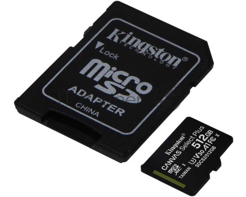 Флеш карта microSDHC 512GB microSDXC Class10 Kingston <SDCS2/512GB> UHS-I Canvas Select up to 100MB/s с адапт.