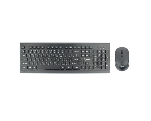 Комплект клавиатура+мышь беспроводные Gembird KBS-7200, черный, 2.4ГГц/10м, 1600 DPI,  мини-приемник- USB