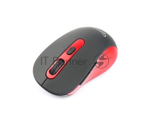 Мышь беспроводная Gembird MUSW-221-R черный/красный, 1600 dpi, радиоканал, USB, кнопки - 6