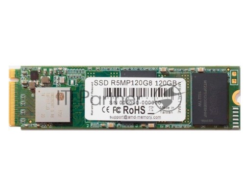 Накопитель SSD M.2 2280 120GB AMD Radeon R5 Client SSD R5MP120G8 PCIe Gen3x4 with NVMe, 1830/570, IOPS 181/184K, 3D NAND TLC, RTL