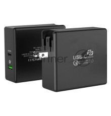 Сетевое зарядное устройство СЗУ (ACD-P602W-V1B) 60Вт, 2xUSB 1PD+1QC, 3.6~20В/3А RTL {40}