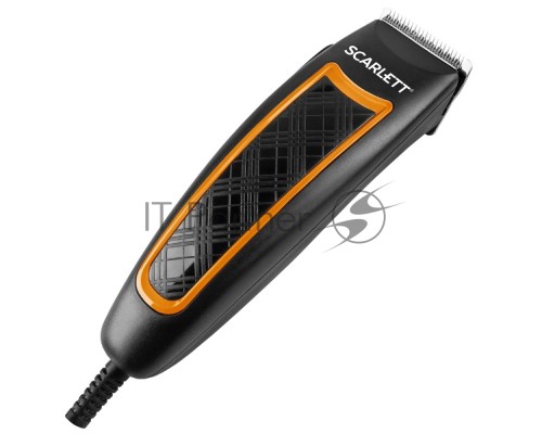 Машинка для стрижки Scarlett SC-HC63C18 черный/оранжевый 15Вт (насадок в компл:4шт)