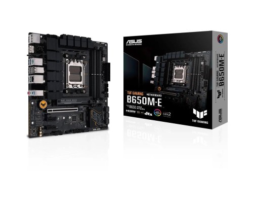 [Материнская плата] ASUS TUF GAMING B650M-E WIFI (Socket AM5, mATX, 4xDDR5(128GB), 4xDDR5(192GB), DP/HDMI, 2xPCIe 4.0x16/1xPCIe 4.0, 1xLAN (2.5GbE), Wi-Fi 6i, BT5.2, 4xSATA 6Gb/s, 3xM.2, 1xType-C, 4xUSB 3.2, 3xUSB 2.0)