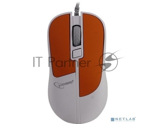 Мышь проводная Gembird MOP-410-O оранжевый, 1600 dpi, USB, кнопки - 4