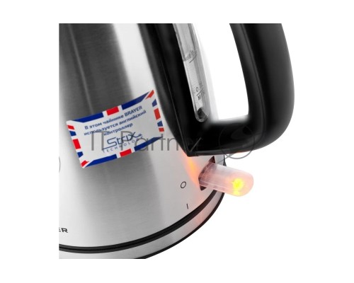 Чайник электрический BRAYER BR1022 2200Вт.1,7 л, STRIX, стальной, термометр.