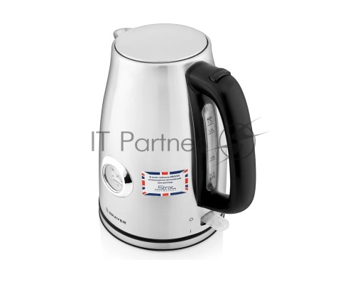 Чайник электрический BRAYER BR1022 2200Вт.1,7 л, STRIX, стальной, термометр.