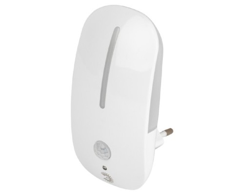 [светильники] ЭРА Б0057212 Ночник - светильник светодиодный NN-621-LS-MS-W в розетку с датчиком освещенности и датчиком движения белый