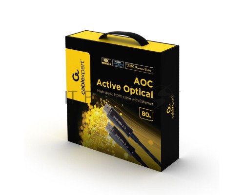 Активный оптический кабель HDMI Cablexpert, 80м, v2.0, 19M/19M, AOC Premium Series, позол.разъемы, экран, коробка Активный оптический кабель HDMI Cablexpert, 80м, v2.0, 19M/19M, AOC Premium Series, позол.разъемы, экран, коробка