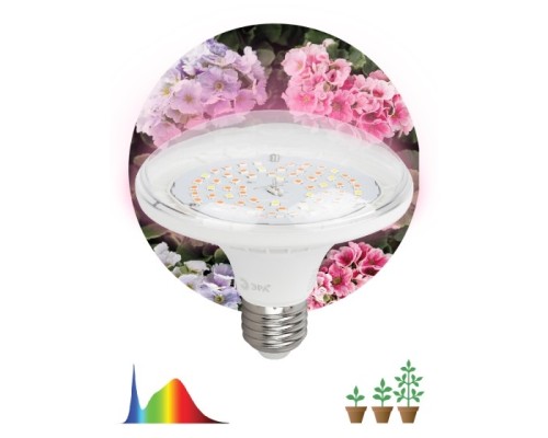 [ЭРА Светодиодные лампы] Эра Б0057710 Фитолампа для растений светодиодная FITO-18W-Ra90-E27 полного спектра 18 Вт Е27