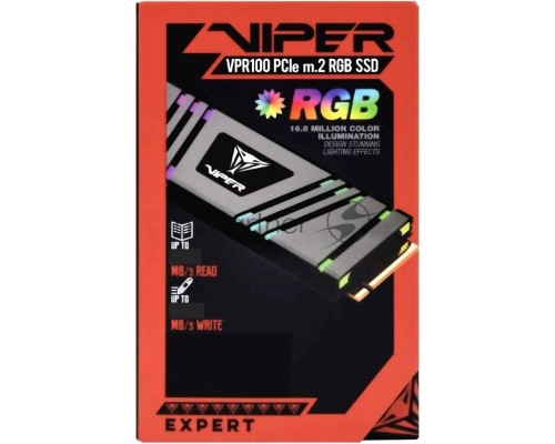 SSD M.2 Viper 512Gb VPR100 RGB Series <VPR100-512GM28H> (PCI-E 3.0 x4, up to 3300/2100MBs, 3D TLC, DRAM 512Mb, Phison E12, TBW 800Tb, 22х80mm, RGB подсветка, heatsink) SSD M.2 Viper 512Gb VPR100 RGB Series <VPR100-512GM28H> (PCI-E 3.0 x4, up to 3300/2100MBs, 3D TLC, DRAM 512Mb, Phison E12, TBW 800Tb, 22х80mm, RGB подсветка, heatsink)